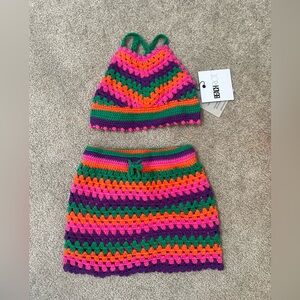 Beach Riot Vibrant Crochet Skirt Set